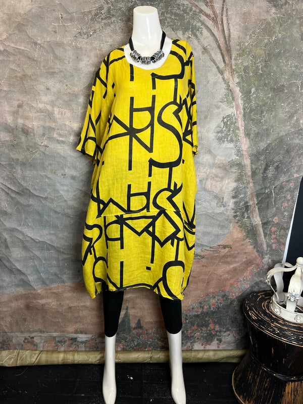 91470 S/Slv Tunic Letter Dress-MANGO