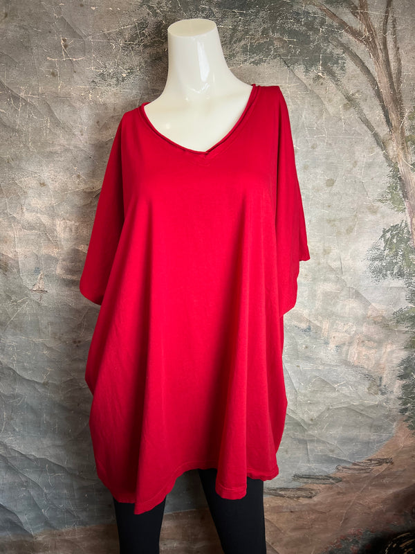 8715 Solid V-Elbow Tunic Tshirt-Amaryllis