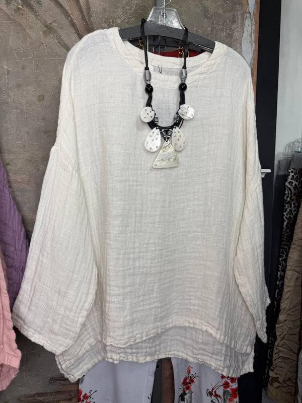 PW8815 We The Free Pucker Tunic-Lilly White