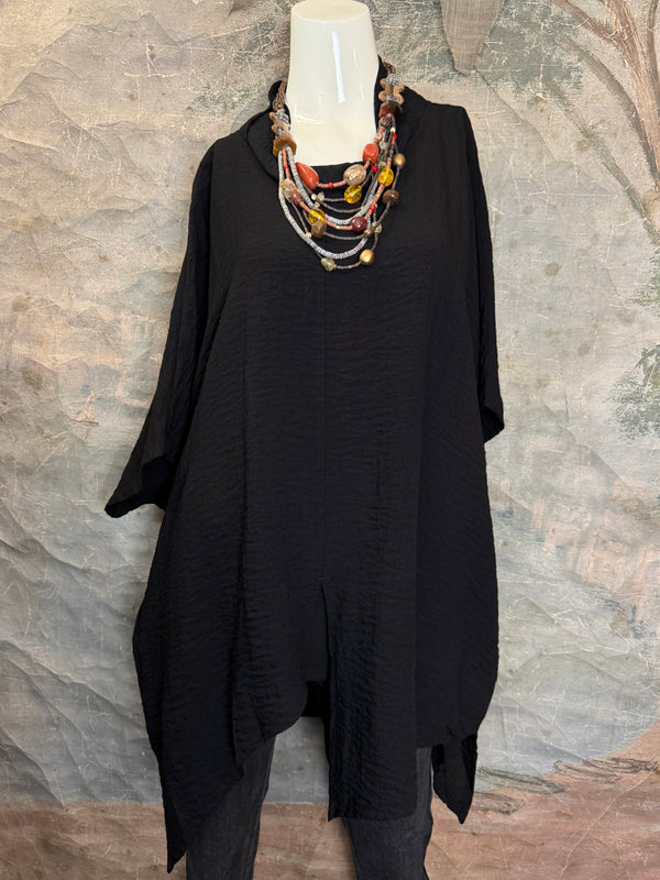 2066-11 Asymmetrical Cowlneck-Black