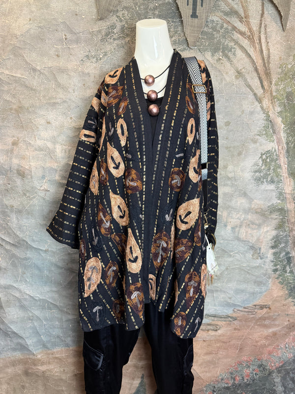 ANU 19828 Embroidered Duster JKT-Fudge