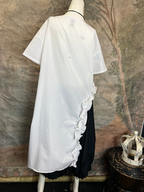 90915 Floral Applica Tunic W/Slits-White