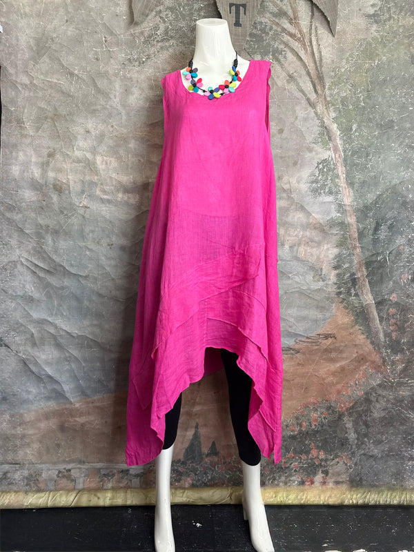 751 Artistry Layered Tank Dress-Fuchsia