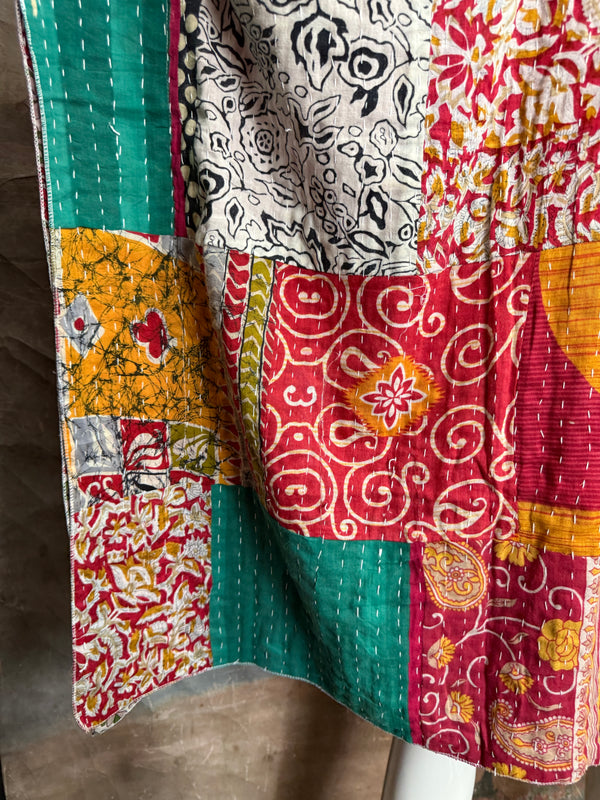 1012w Kantha Poncho Hoodie Dress-3