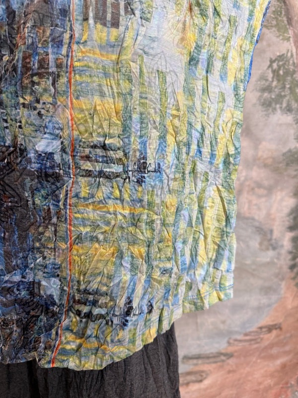 25621 Crinkle Basic Top-Blue