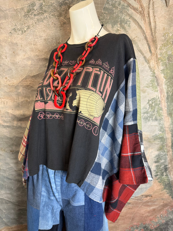 5576 Flannel Band Tee Topper-A