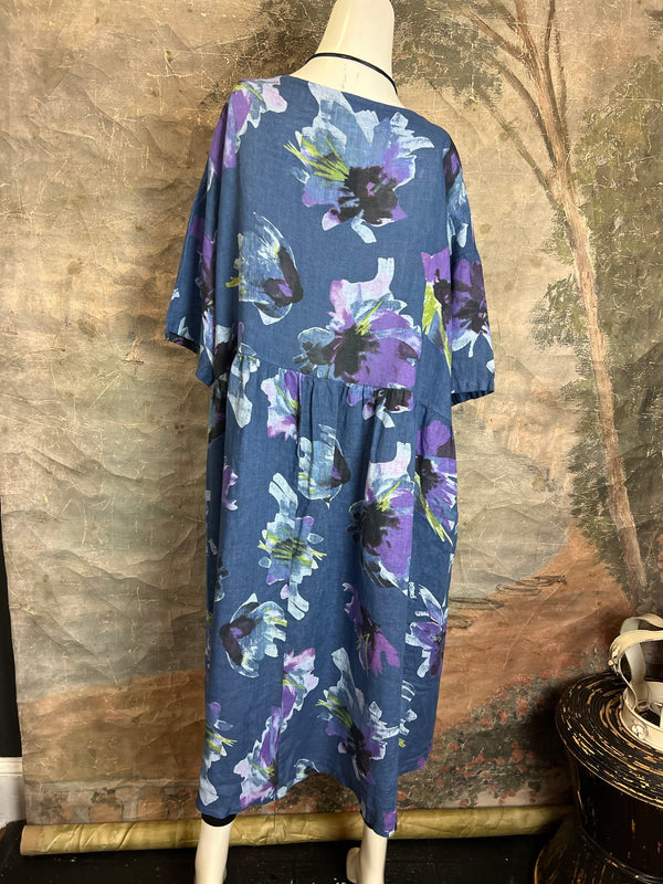 91877-52 Artful Bloom Dress-Blue