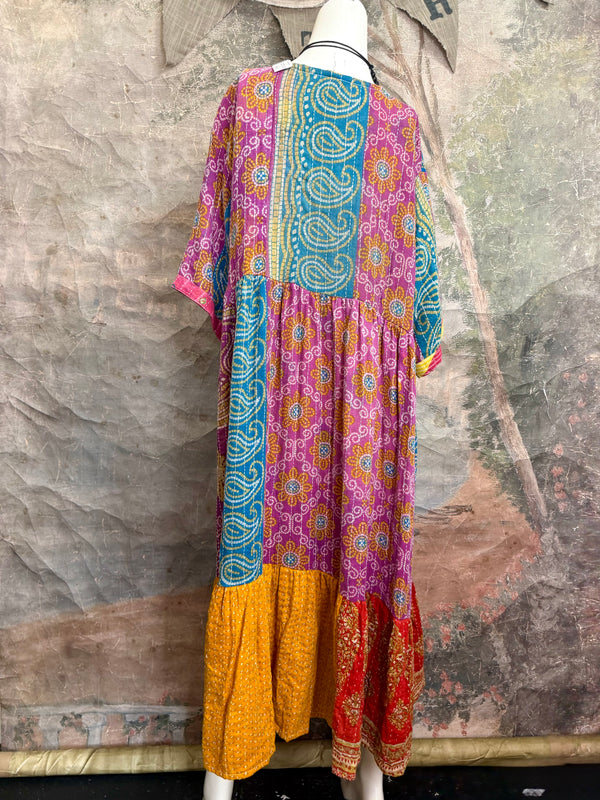 1027w Kantha Arts Tiered Dress-Mix 6