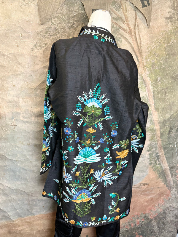 ANU 19969 Silk Embroidered Jacket-Lapis