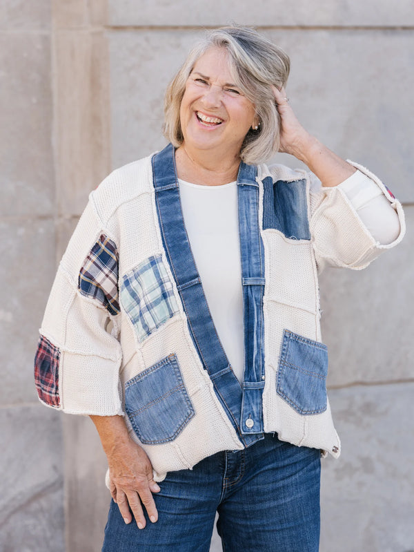 5568 Jack & Jill Sweater Cardi-Plaid Mix 3