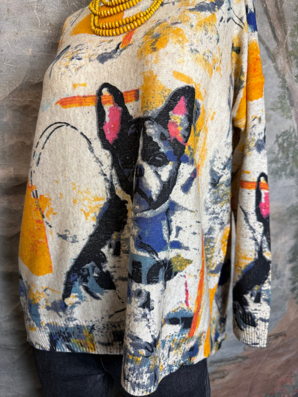 25704 Icon Print Sweater-Frenchy