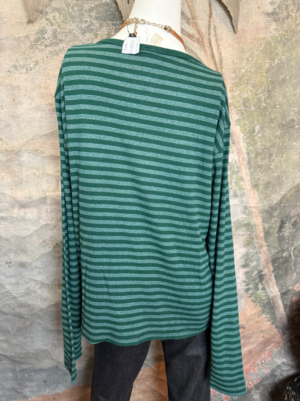 8555-1045 Stripe Lg/Slv Tee-Blue hunter