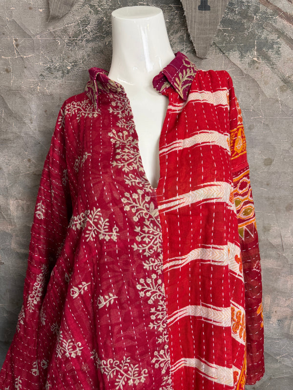 1013w Long Kurta Shirt Dress-Hazel