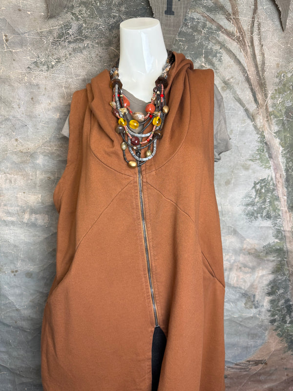 2626AU Zip Hoodie Vest-Ginger