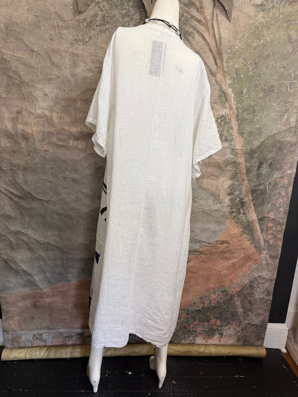 90617P-23 Linen Paint Dress-White