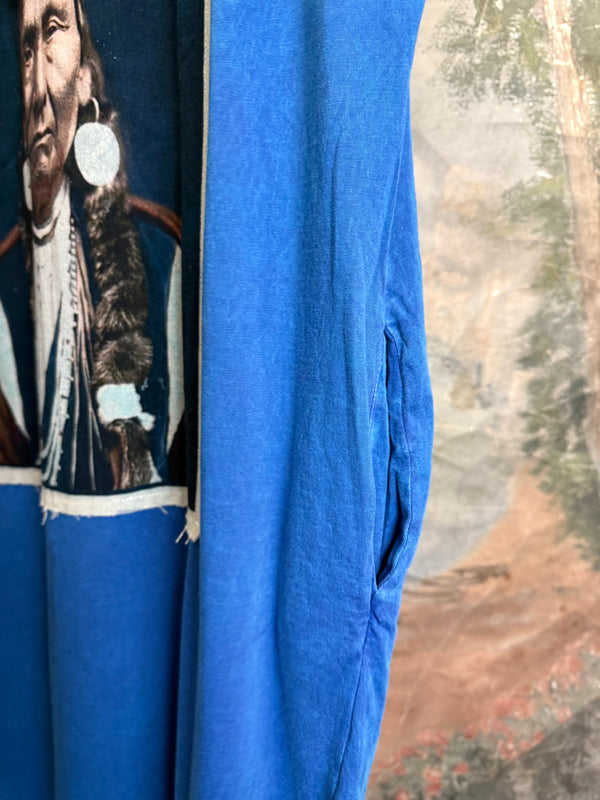 T839 Short Sleeve T-Shirt Dress-Blue/Indian