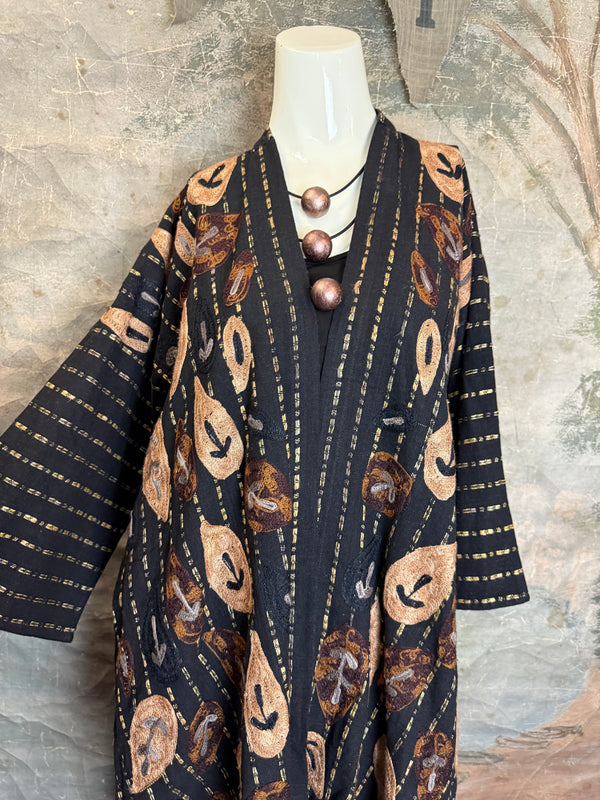 ANU 19828 Embroidered Duster JKT-Fudge