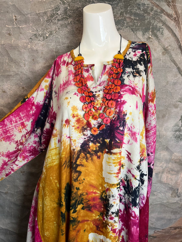 7063V Block Dyed Justly Top-PINK MIX