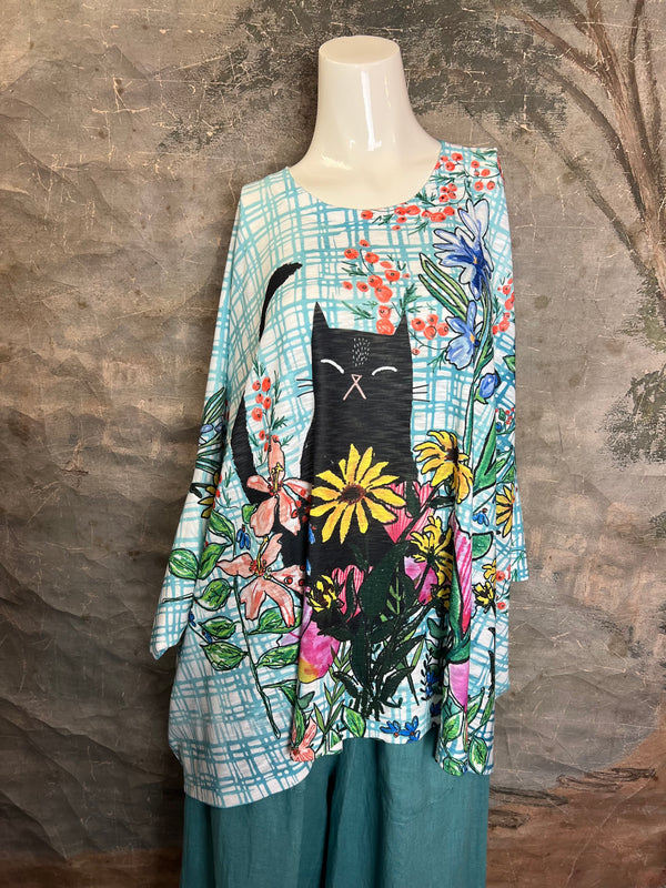 T1369K White Knit Whimsy Top-Misty Bloom