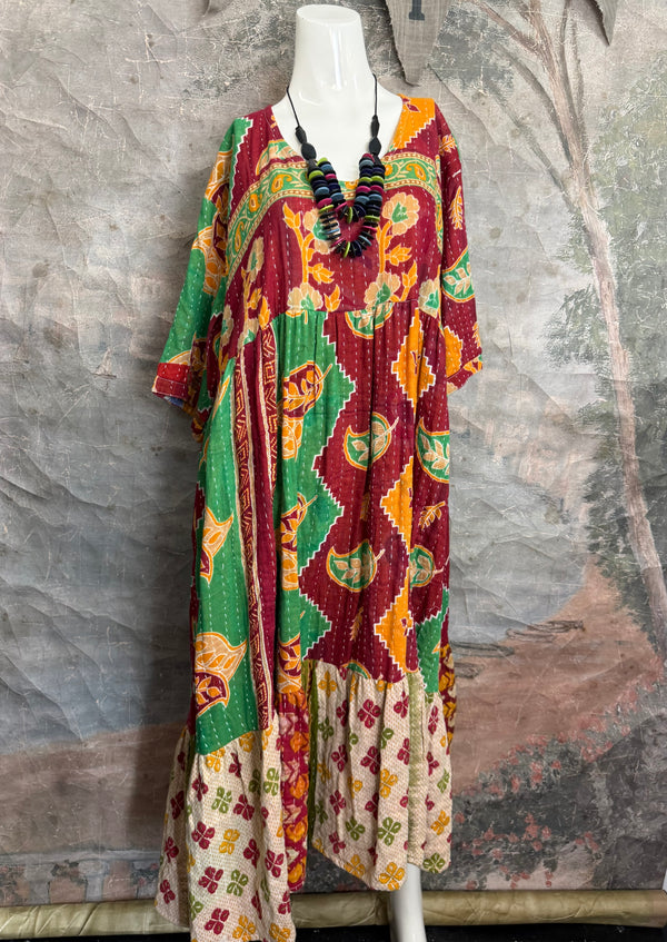 1027w Kantha Arts Tiered Dress-Mix 8