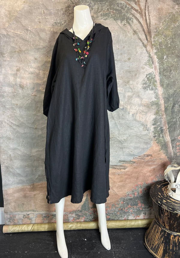 HLD946 Hooded Dress-Black
