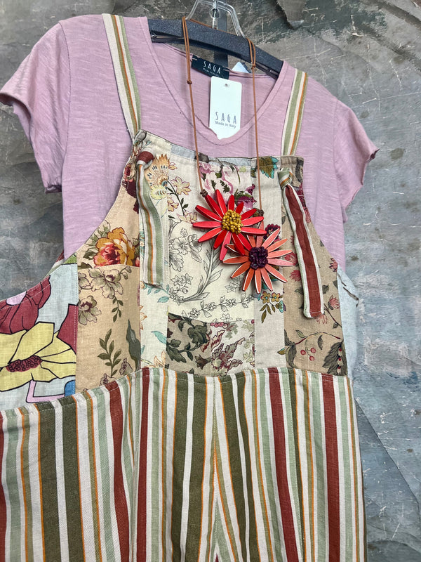 5561 OOAK Patch Linen Overalls-The Edith