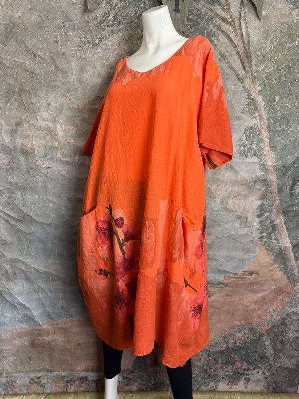 90847B Painters Garden Dress-Orange