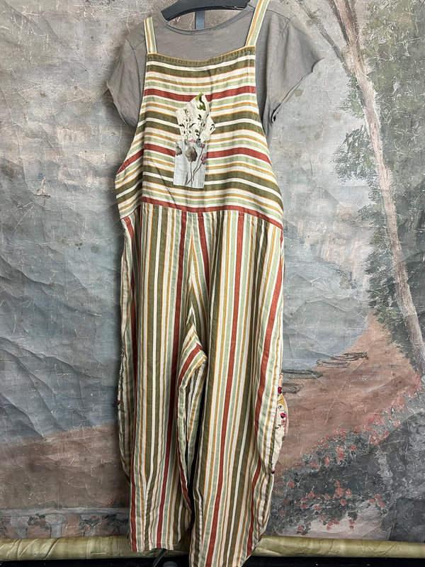 5561 OOAK Patch Linen Overalls-The Mabel