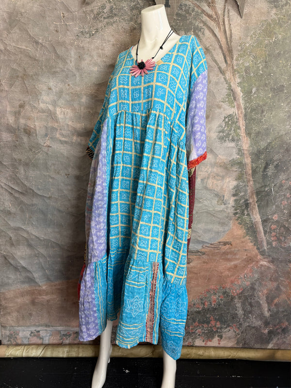 1027w Kantha Arts Tiered Dress-Mix 1