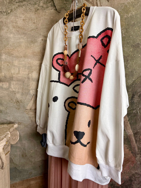 TF-5737 Teddy Gals W/Bow Sweatshirt Tee