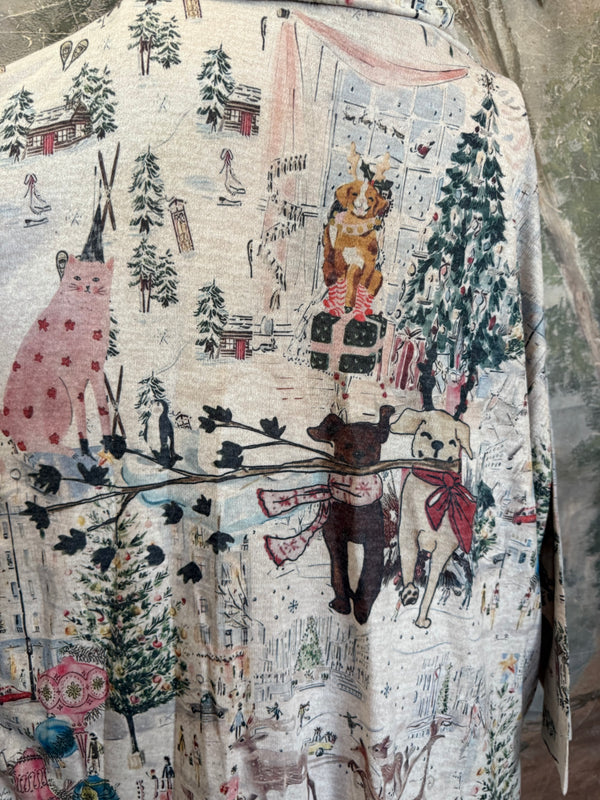 T1097 Cowlneck Dolman Slv Top-Holiday Joy