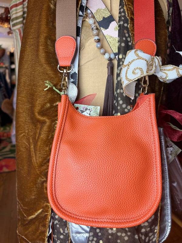 0003A Pebbled Vegan MINI Leather Crossbody Bag-Orange