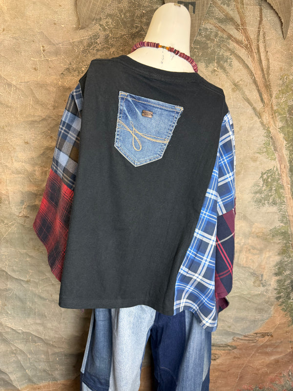 5576 Flannel Band Tee Topper-E