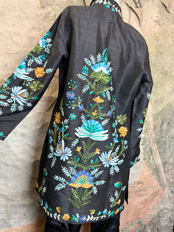 ANU 19969 Silk Embroidered Jacket-Lapis