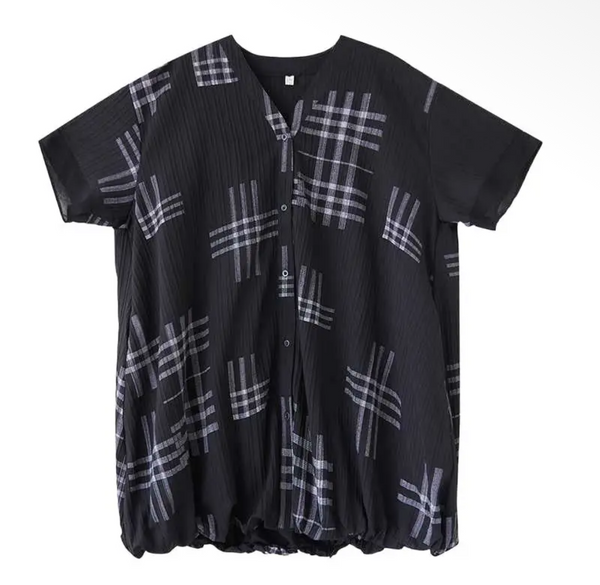 4982 Pleated Plaid Tunic Dress