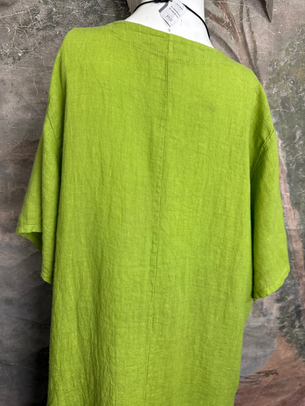 90617P-23 Linen Paint Dress-Kiwi