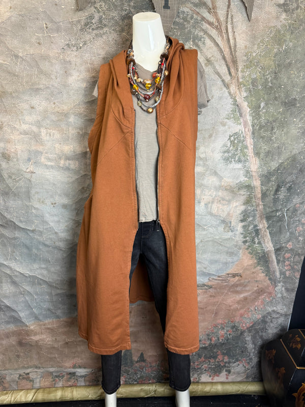 2626AU Zip Hoodie Vest-Ginger