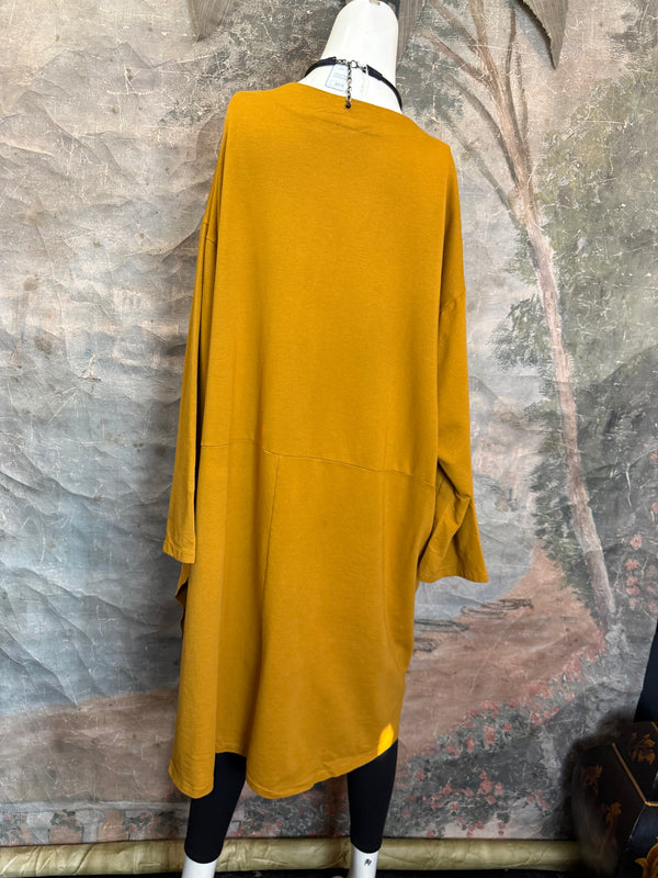 91805 Corduroy Button Dress-Mustard