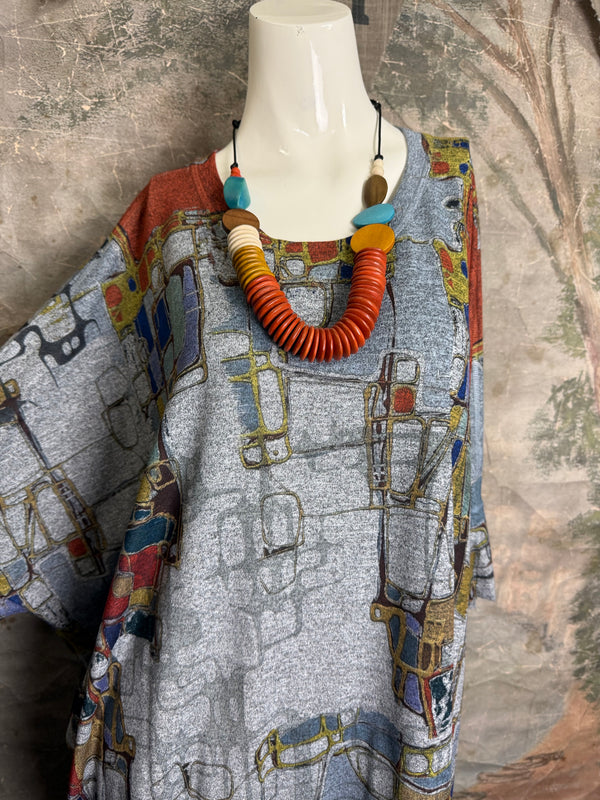 T721T Oversized Dolman Slv Top-Mapped In Color