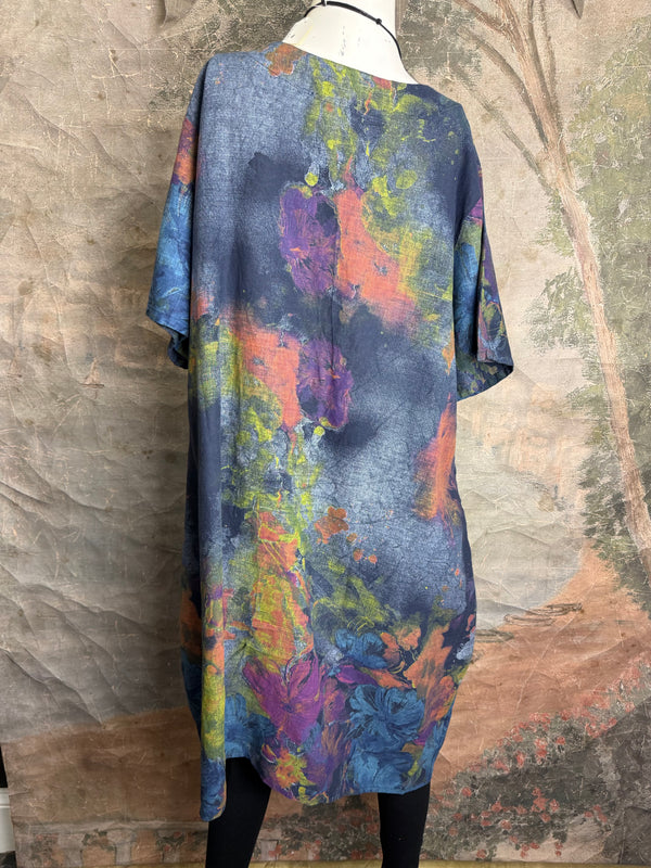 90847P Painted Presence Dress-Navy