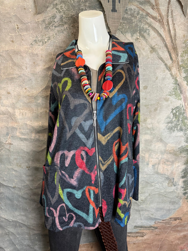 25842 Whimsy Chic Hearts Zipup Jacket
