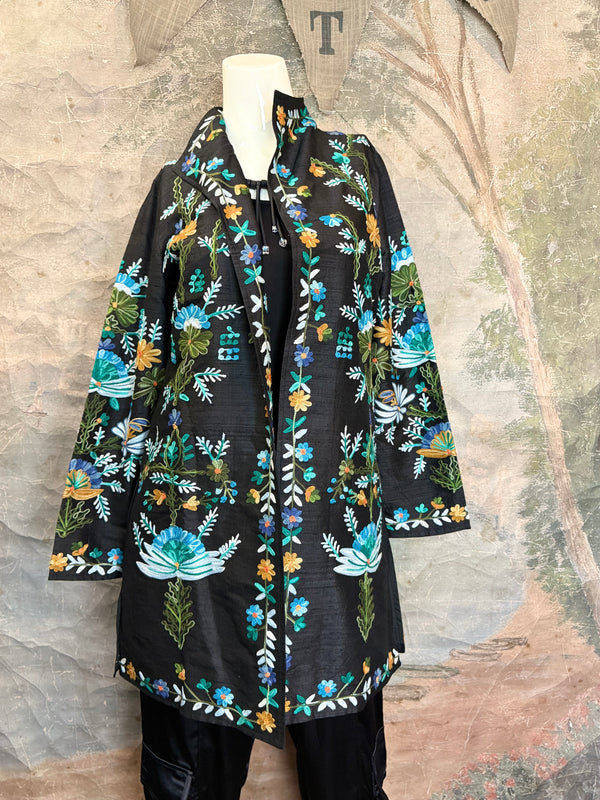 ANU 19969 Silk Embroidered Jacket-Lapis