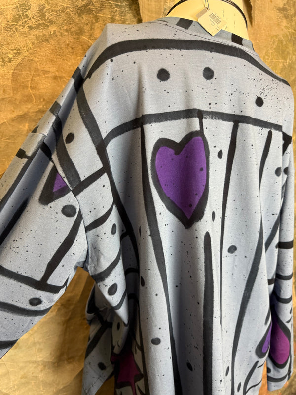 PA1807 Thea L/Slv PopArt Top-DENIM BLUE