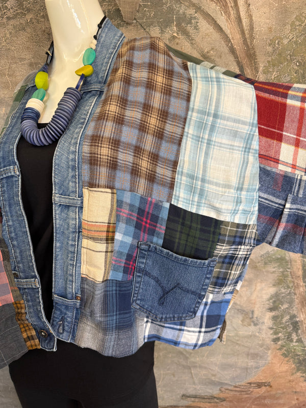 5572-Short Flannel Patchwork Duster-D