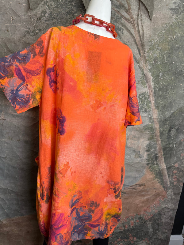 90847P Painted Presence Dress-Coral Orange