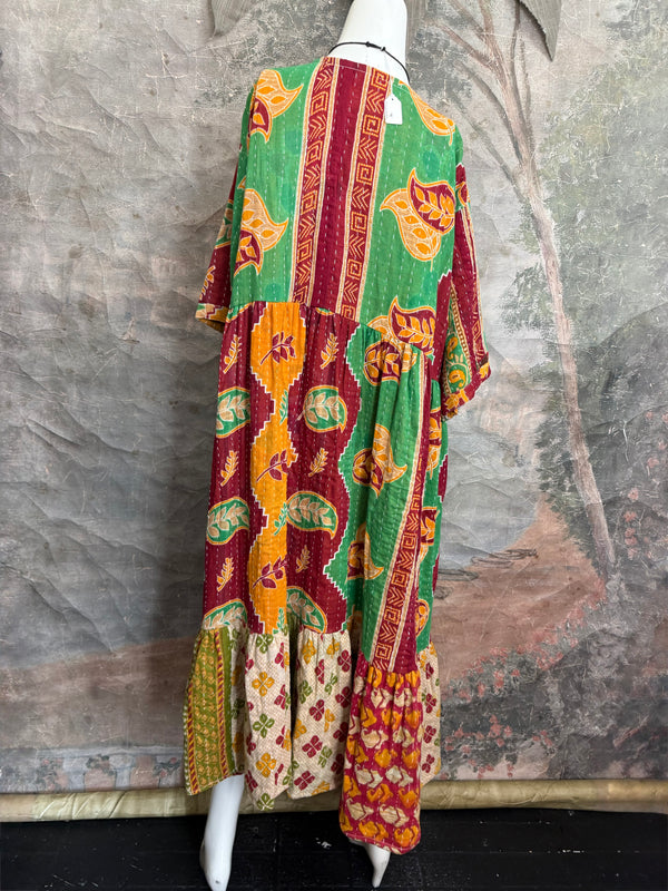 1027w Kantha Arts Tiered Dress-Mix 8