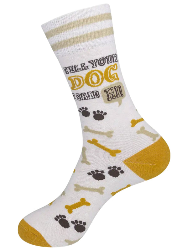 Art To Wear Novelty Socks-tell ur dog I said Hi!