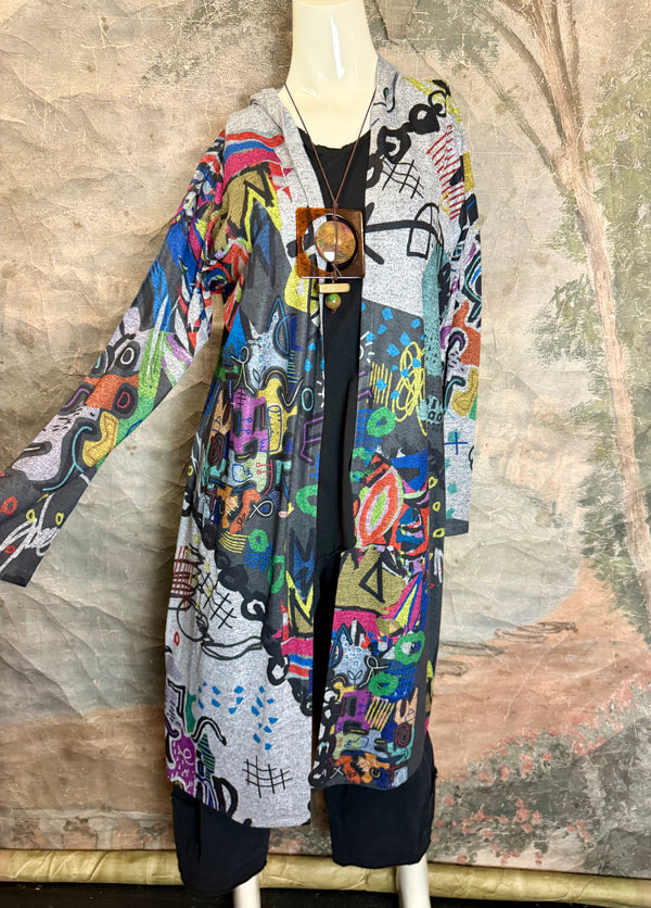 C008T L/Slv Hooded Cardi Duster