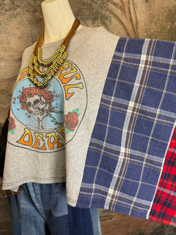 5576 Flannel Band Tee Topper-F