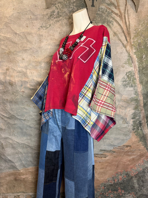 5576 Flannel Band Tee Topper-D